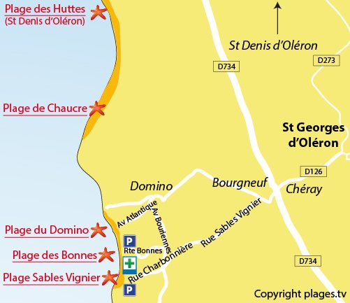 Mappa della Grande spiaggia di Domino - Oleron