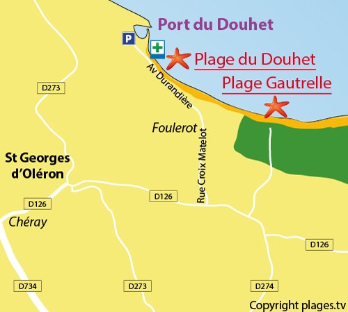 Map of Douhet beach in Oleron