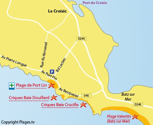 Carte de la plage du Douillard au Croisic