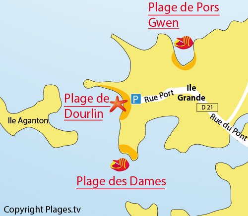 Plan de la plage du Dourlin sur l'Ile Grande (22)