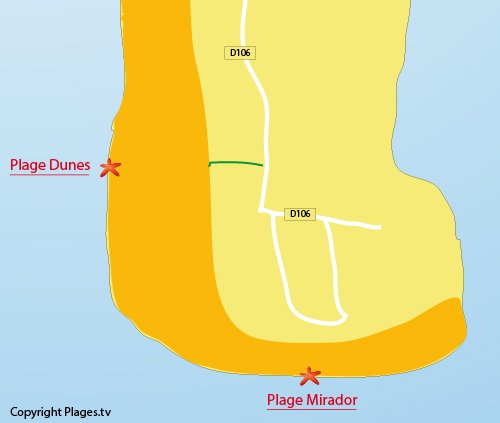 Map of Dunes Beach in Cap Ferret