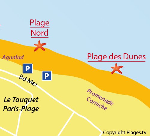 Mappa della Spiaggia delle Dune in Le Touquet