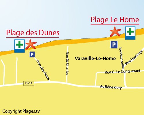 Carte de la plage des Dunes de Varaville