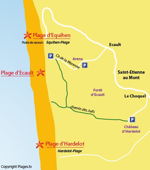 Carte de la plage d'Ecault dans le nord