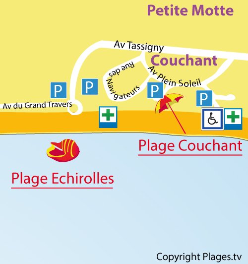 Map of the Echirolles Beach in La Grande Motte