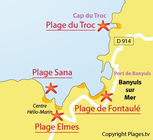Map of Elmes Beach in Banyuls sur Mer