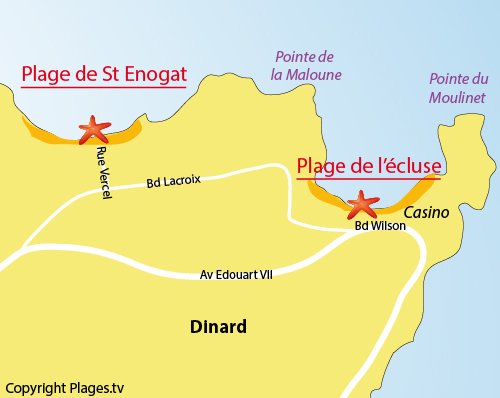 Map of the Saint Enogat Beach in Dinard