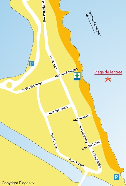 Map of Entrée Beach in Frontignan