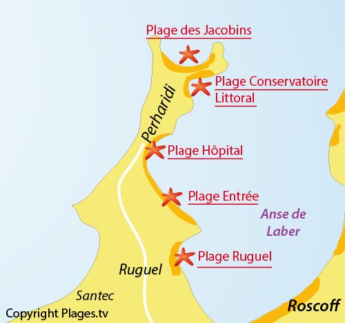 Carte de la presqu'ile de Perharidi - Plage de l'Entrée