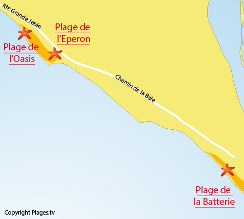 Carte de la plage de l'Eperon à la Pointe de l'Aiguillon