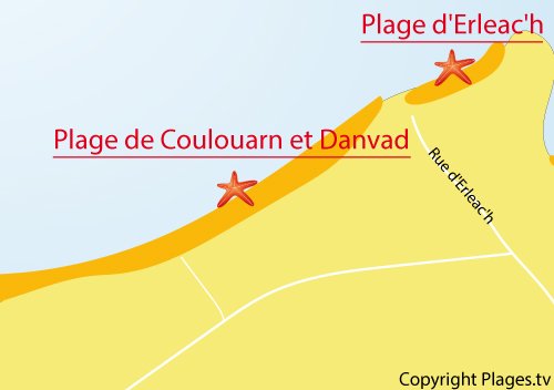 Carte de la plage d'Erleac'h à Saint Pabu