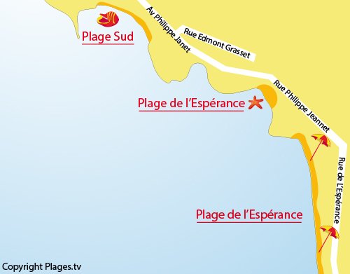 Map of Esperance Beach in Fouras