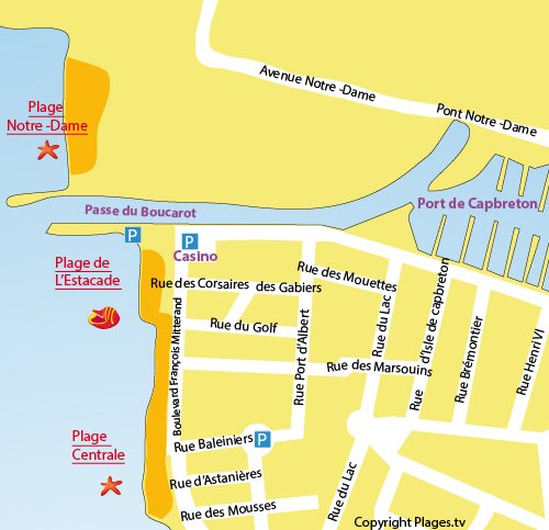 Map of Estacade Beach in Capbreton