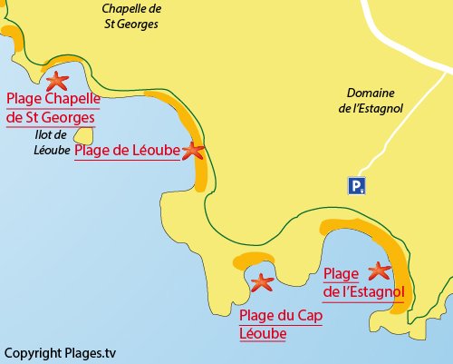 Mappa della Spiaggia dell'Estagnol di Bormes les Mimosas