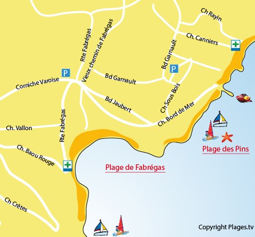 Map of Fabregas beach in La Seyne sur Mer