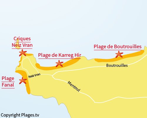 Carte de la plage du Fanal à Kerlouan