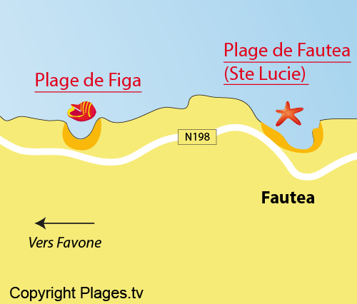 Map of Figa Beach in Corsica