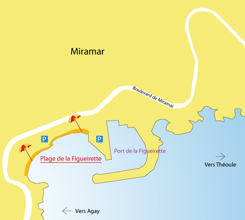 Map of Figueirette Beach in Miramar