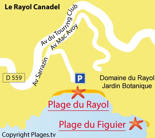 Carte de la plage du Figuier à Rayol Canadel