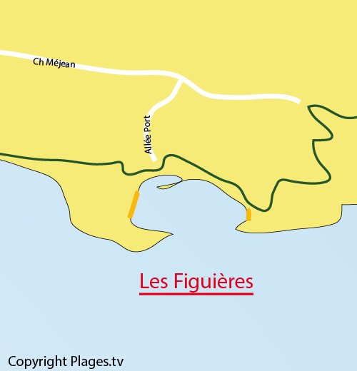 Carte des plages dans la calanque de Figuières à Ensuès la Redonne