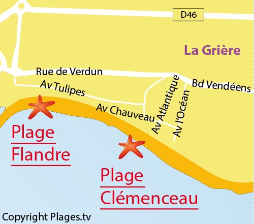 Carte de la plage de la Flandre de La Tranche