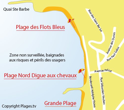 Carte de la plage des Flots Bleus de St Jean de Luz