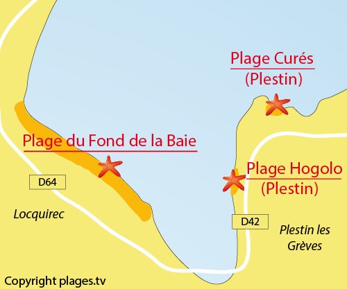 Carte de la plage du Fond de la Baie à Locquirec