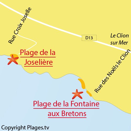 Carte de la plage de la Fontaine aux Bretons - Pornic