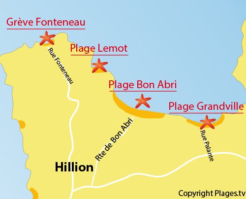 Carte de la plage de Fonteneau à Hillion