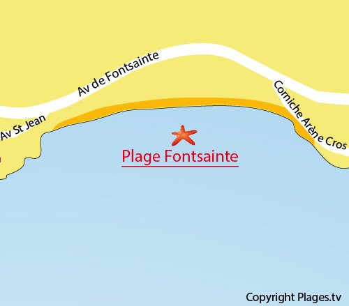 Map of the Fontsainte Beach in La Ciotat