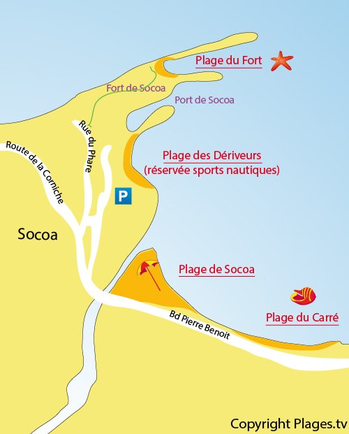 Carte de la plage de Socoa à Ciboure