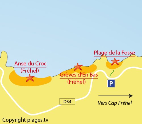 Carte de la plage de la Fosse au Cap Fréhel