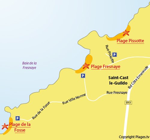 Carte de la plage de la Fosse à St Cast Guildo