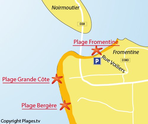 Carte de la plage de la Fromentine à la Barre de Monts