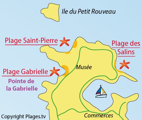 Plan de la plage Gabrielle sur les iles des Embiez