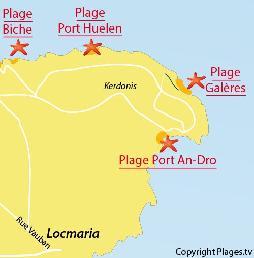 Map of Galères Beach in Belle Ile en Mer