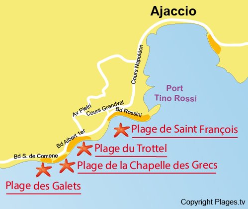 Mappa spiaggia di Galets - Ajaccio