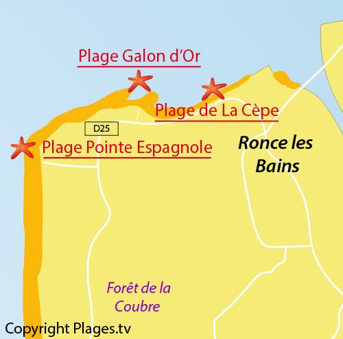 Carte de la plage du Galon d'Or à La Tremblade