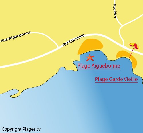 Map of Garde Vieille Beach in Saint Raphael