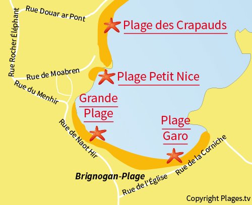 Karte des Strandes Garo in Brignogan