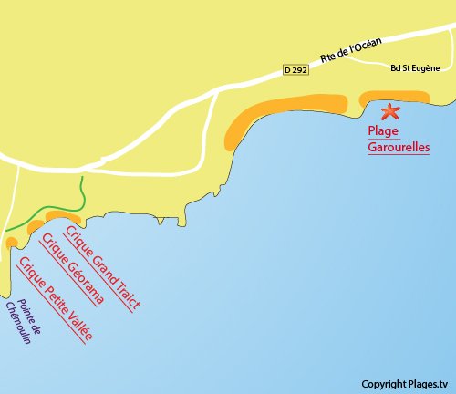 Map of Garourelles Beach in St Nazaire