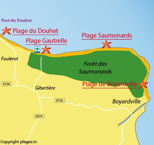 Map of Gautrelle Beach in Oleron