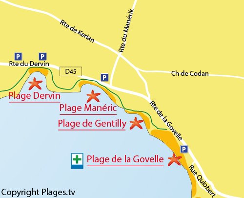 Map of Baie de Gentilly Beach in Batz sur Mer