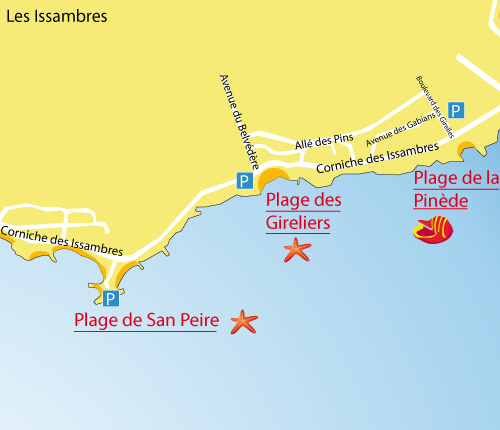 Map of Gireliers Beach  - Les Issambres 