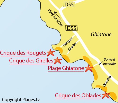 Carte de la plage des Girelles à Pietrosella