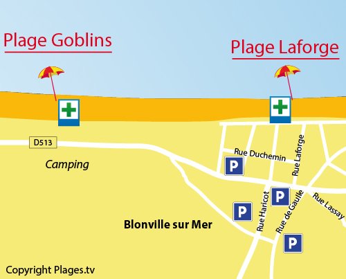 Carte de la plage des Goblins de Blonville sur Mer