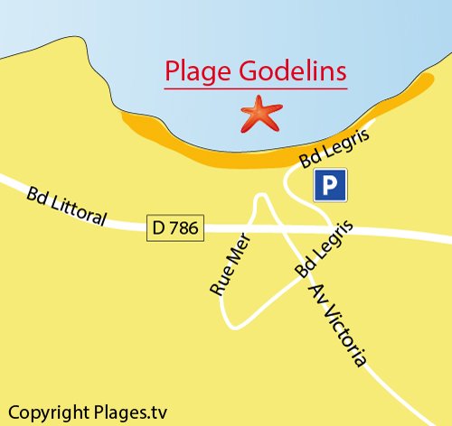 Plan de la plage des Godelins à Etables sur Mer