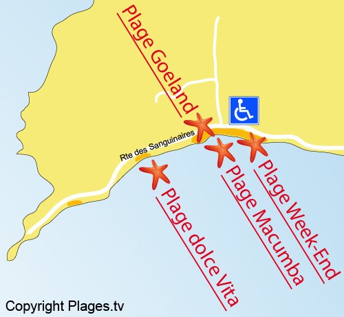 Map of Goeland Beach in Ajaccio