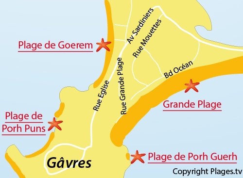 Carte de la plage de Goerem à Gavres