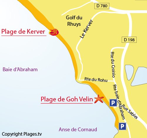 Plan de la plage de Goh Velin à St Gildas (Bretagne)